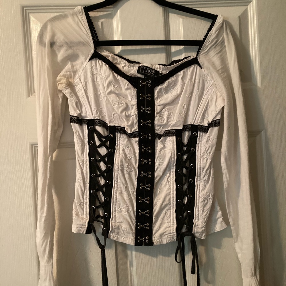 Tripp NYC black and white corset top